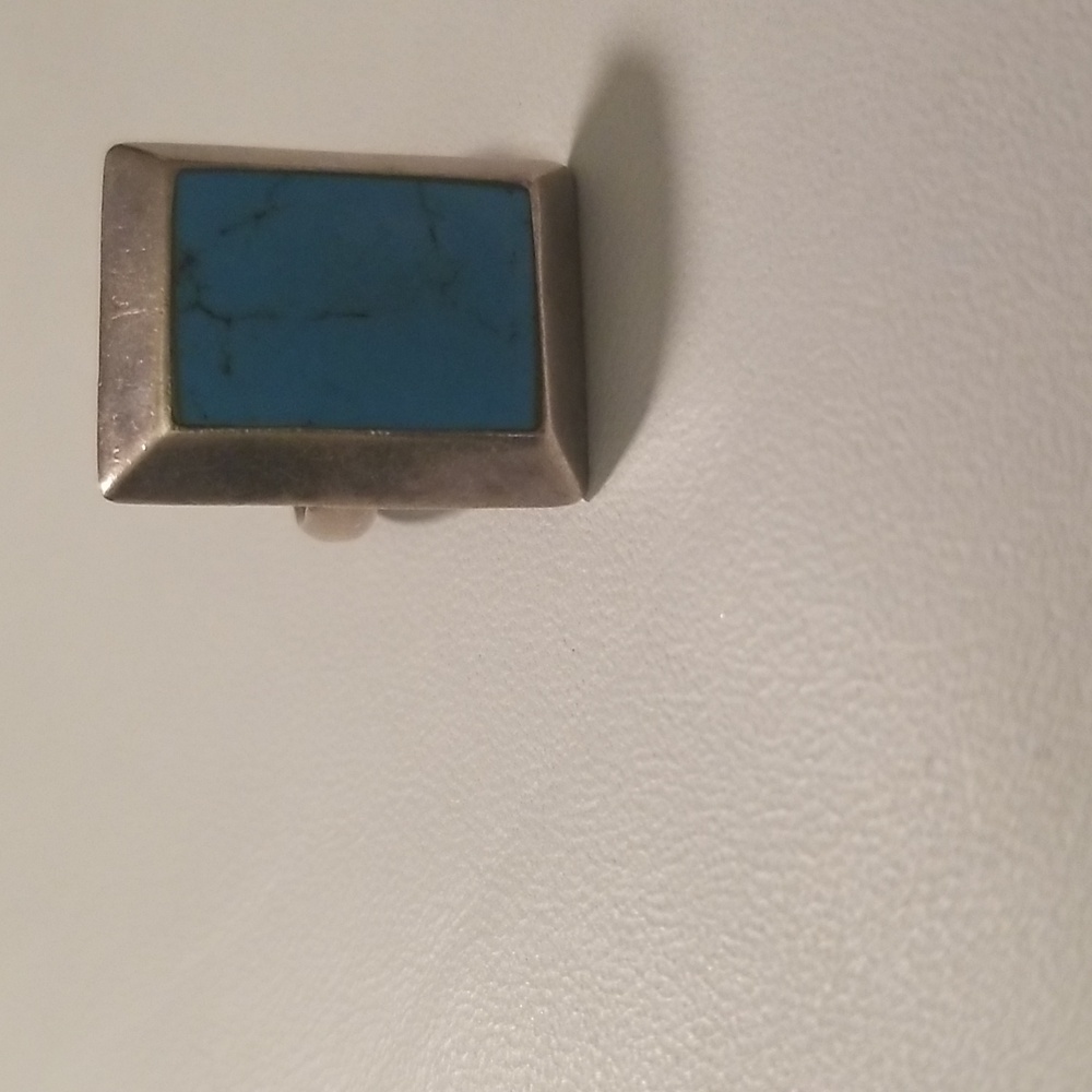Women's 925 Sterling Silver Ring with Turquoise Blue Square Stone; Size 8 - Picture 7 of 8